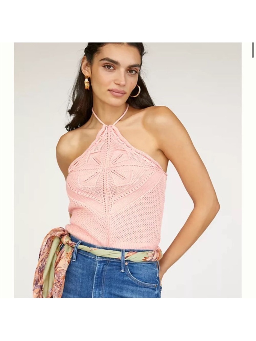 Anthropologie 525 Pink Coral Halter Sweater Tank - Picture 2 of 5